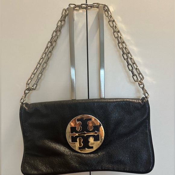 Tory Burch fold over leather clutch/shoulder bag - Picture 2 of 5